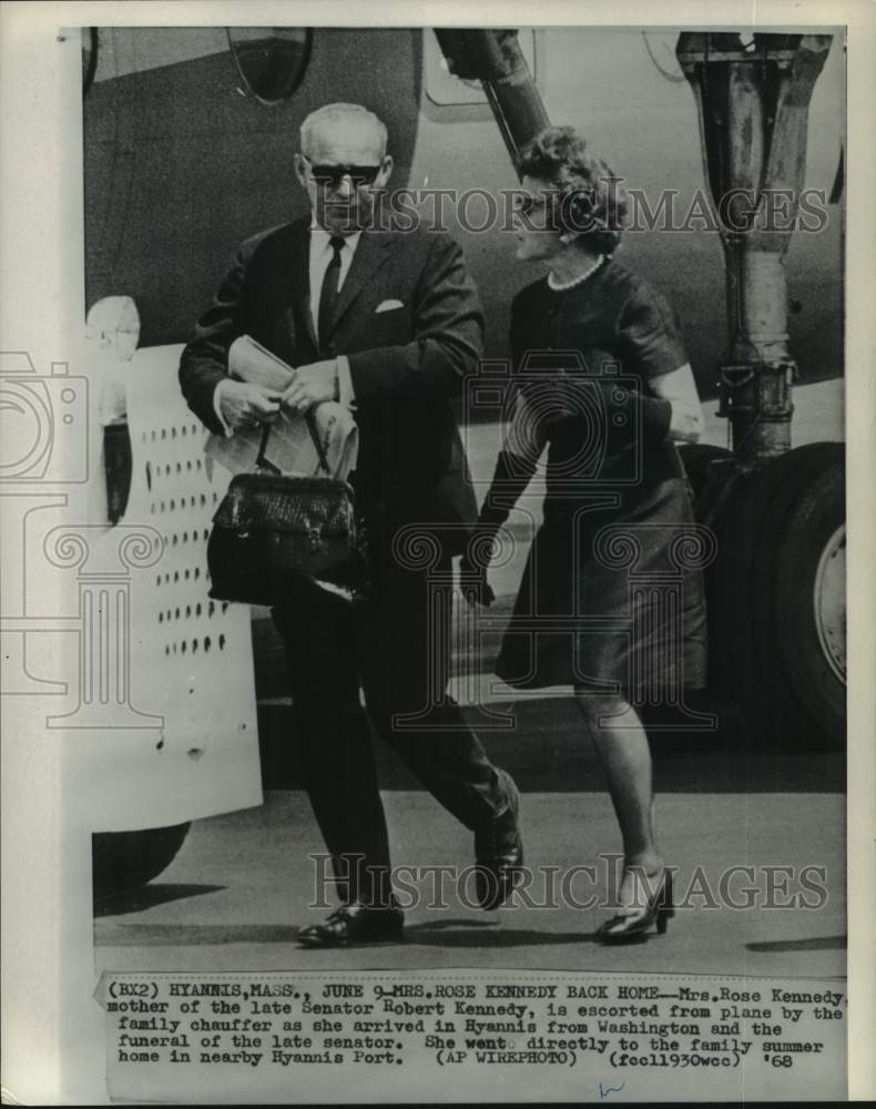 1968 Mrs. Rose Kennedy Is Escorted From Plane By Chauffeur, Hyannis-Historic Images