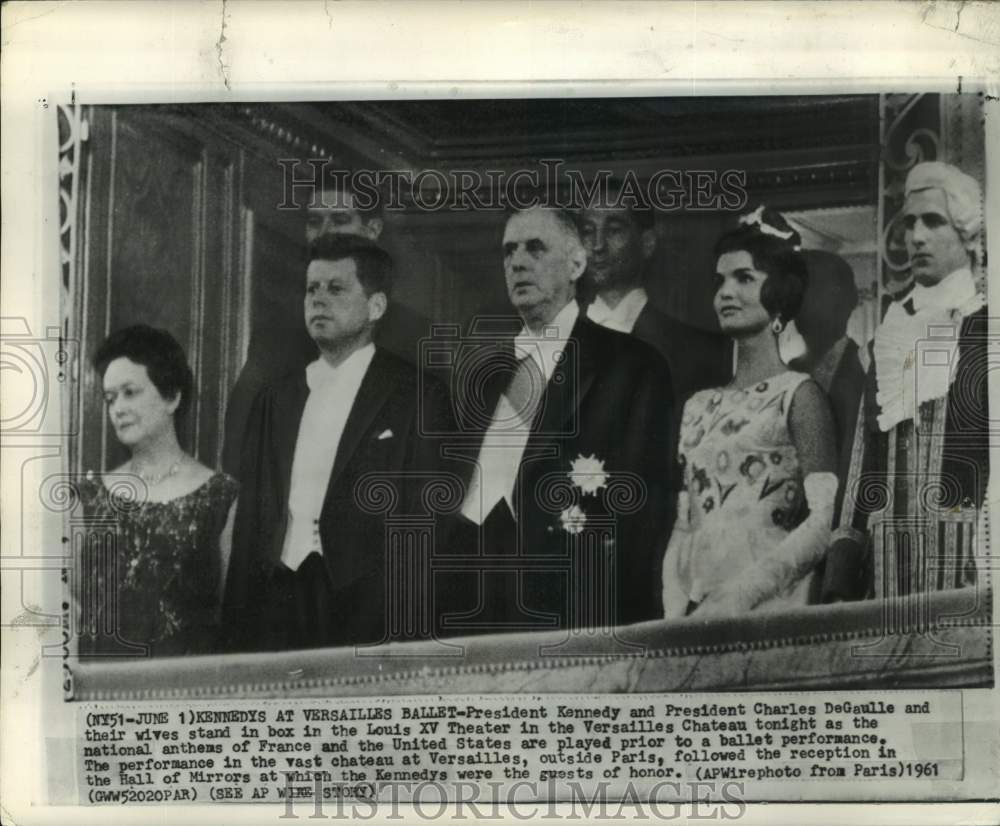 1961 Kennedy, DeGaulle And Wives In Box At Versailles Chateau-Historic Images