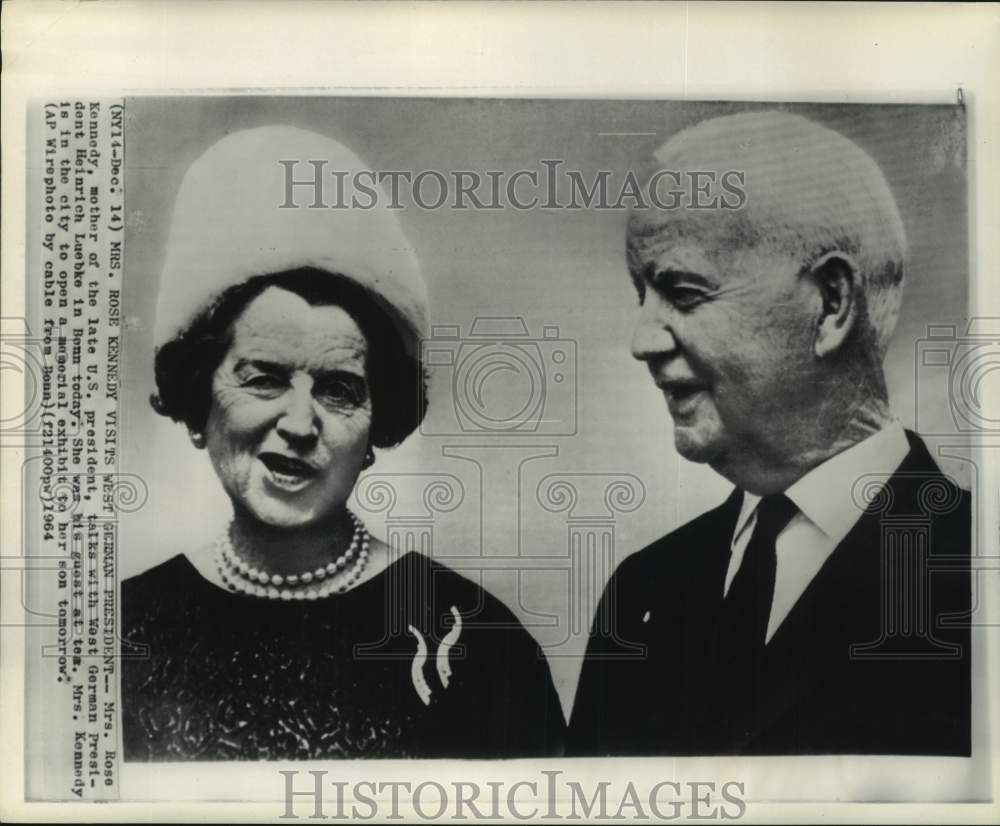 1964 Mrs. Joseph P Kennedy and West German President Heinrich Luebke-Historic Images