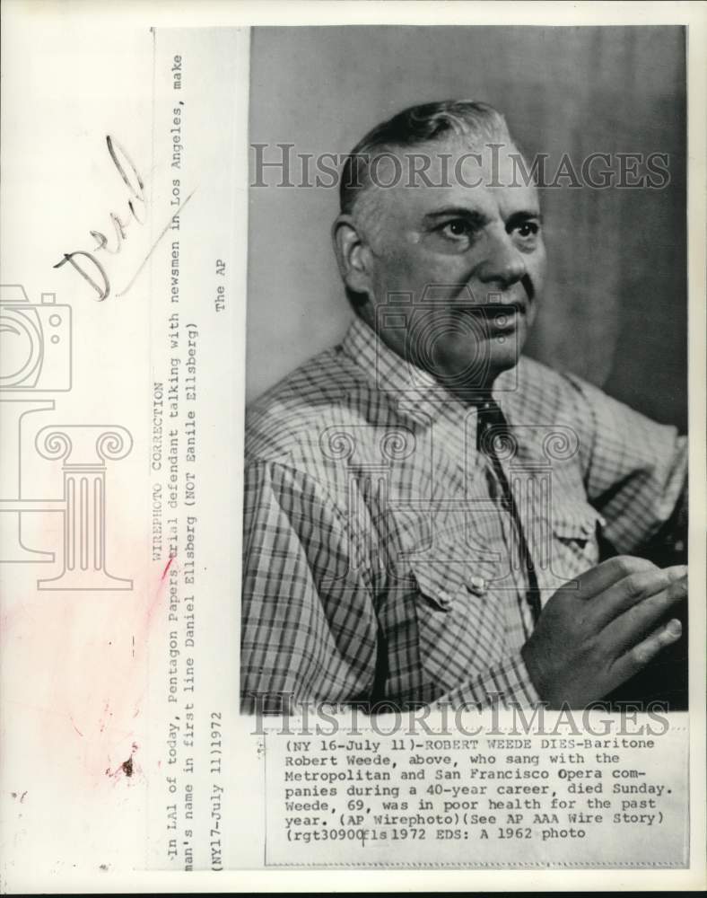 1962 Baritone Singer Robert Weede-Historic Images