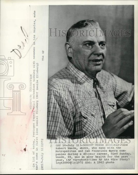 1962 Baritone Singer Robert Weede-Historic Images
