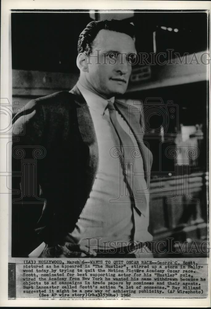 1962 Actor George C. Scott in "The Hustler"-Historic Images