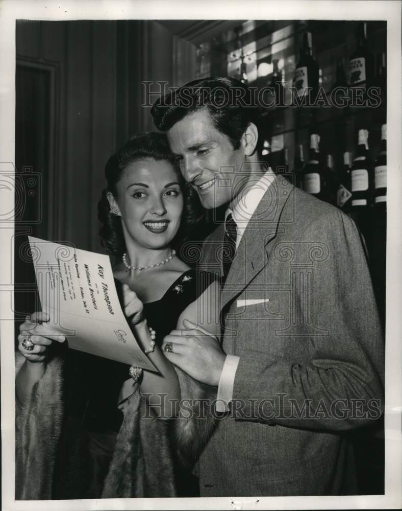 1951 Actress Beverly Tyler, Hugh O'Brian at Ciro's in Hollywood-Historic Images