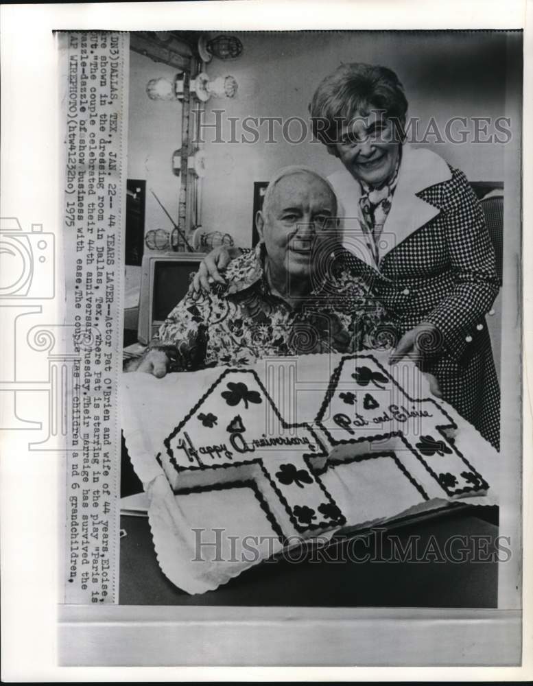 1975 Press Photo Actor Pat O&#39;Brien &amp; Wife Eloise on Their 44th Anniversary- Historic Images