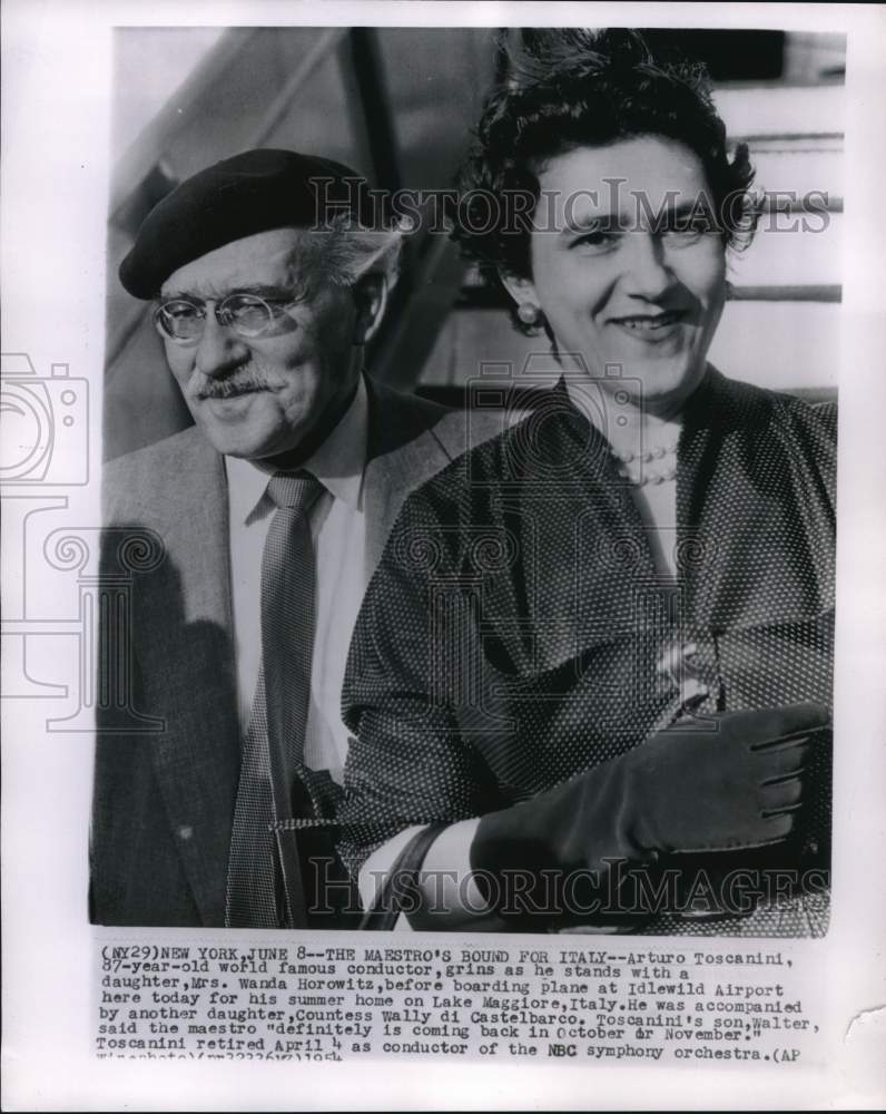 1954 Press Photo Conductor Arturo Toscanini &amp; Daughter Wanda Horowitz - Historic Images