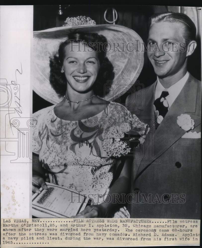 1947 Press Photo Actress Martha O'Driscoll & Arthur I. Appleton After ...