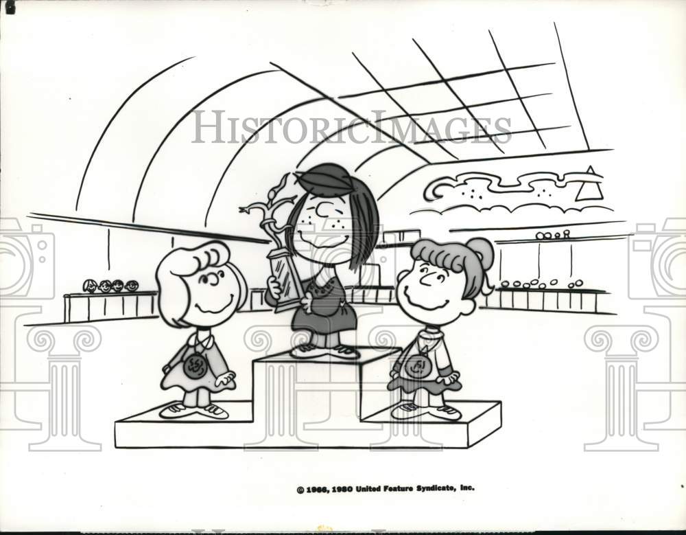 1966 Press Photo Scene from "She's a Good Skate, Charlie Brown" cartoon special- Historic Images