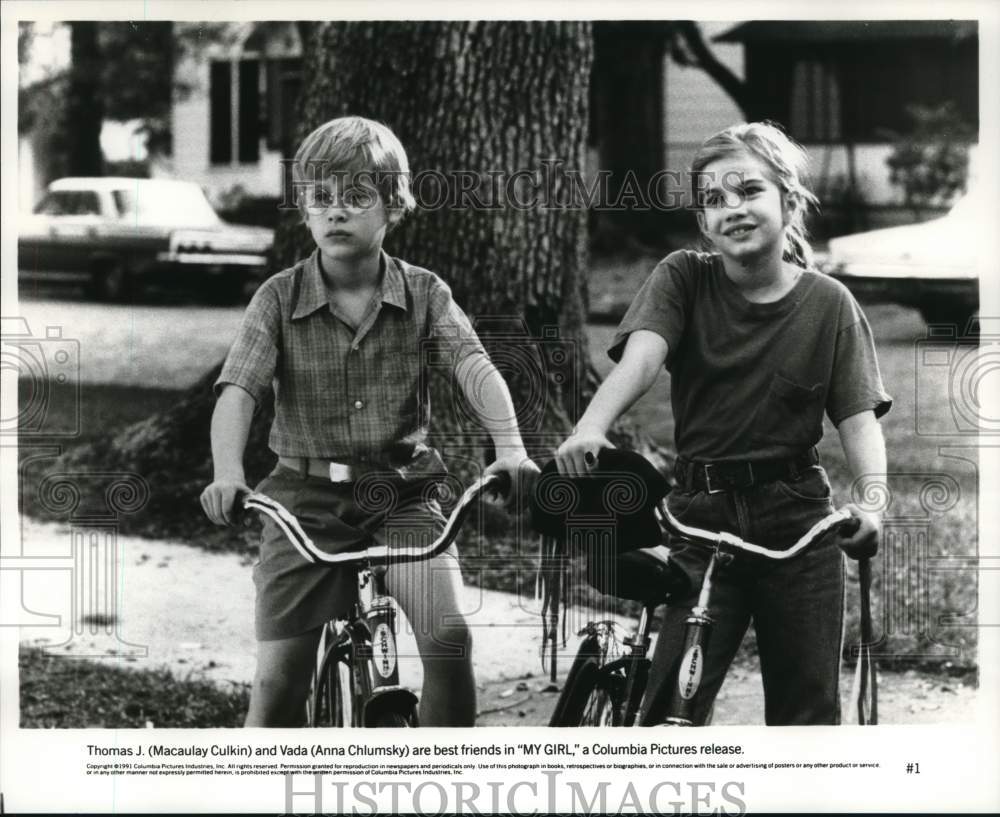 1991 Press Photo Macaulay Culkin and Anna Chlumsky star in &quot;My Girl.&quot; - Historic Images