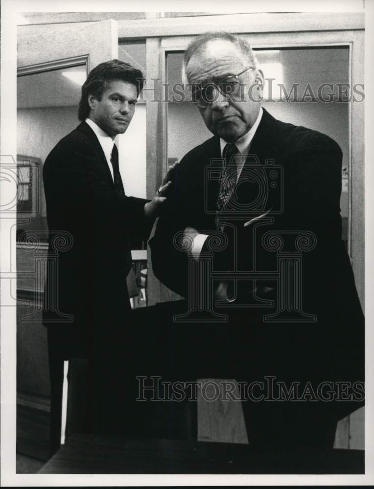 1991 Press Photo Richard Dysart and Harry Hamlin on "L.A. Law," on NBC.- Historic Images