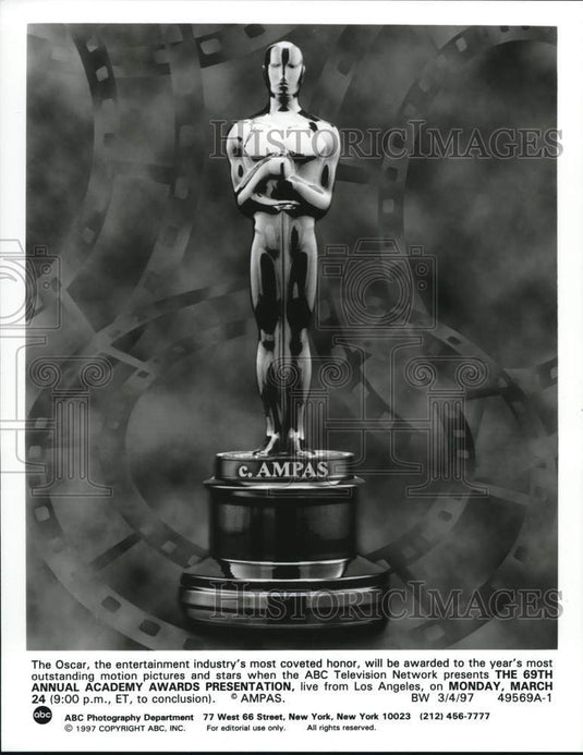 1997 Press Photo The Oscar on "The 69th Annual Academy Awards," on ABC. - Historic Images