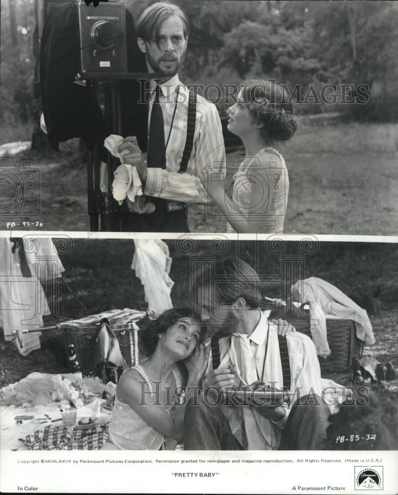 1977 Press Photo Brooke Shields & Keith Carradine in scenes from "Pretty Baby." - Historic Images