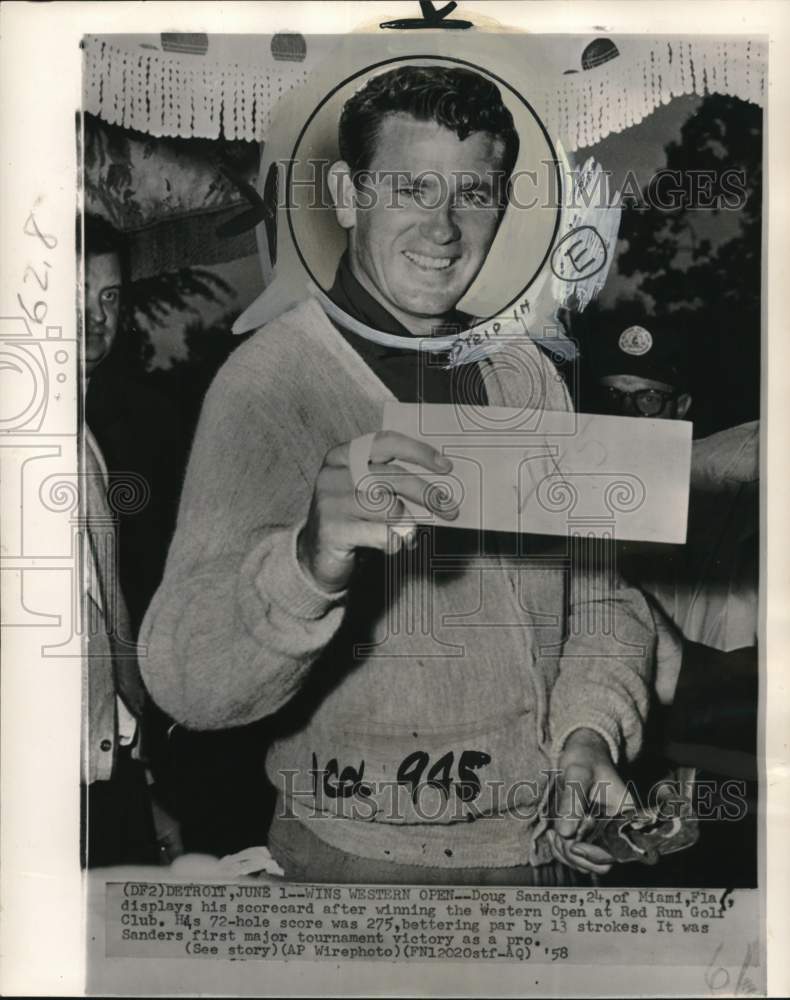 1958 Press Photo Golfer Doug Sanders after winning the Western Open - pis00362- Historic Images