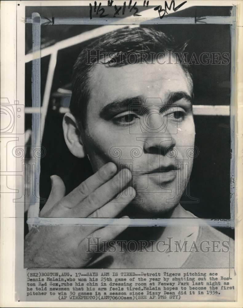 1968 Press Photo Detroit Tigers baseball pitcher Denny McLain - pis00500- Historic Images