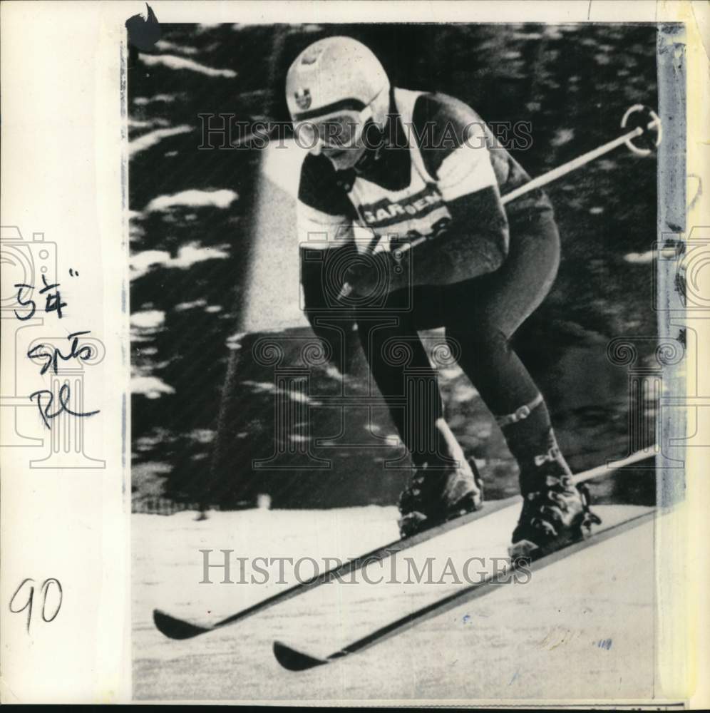 1969 Press Photo A ski racer in action - pis00536 - Historic Images