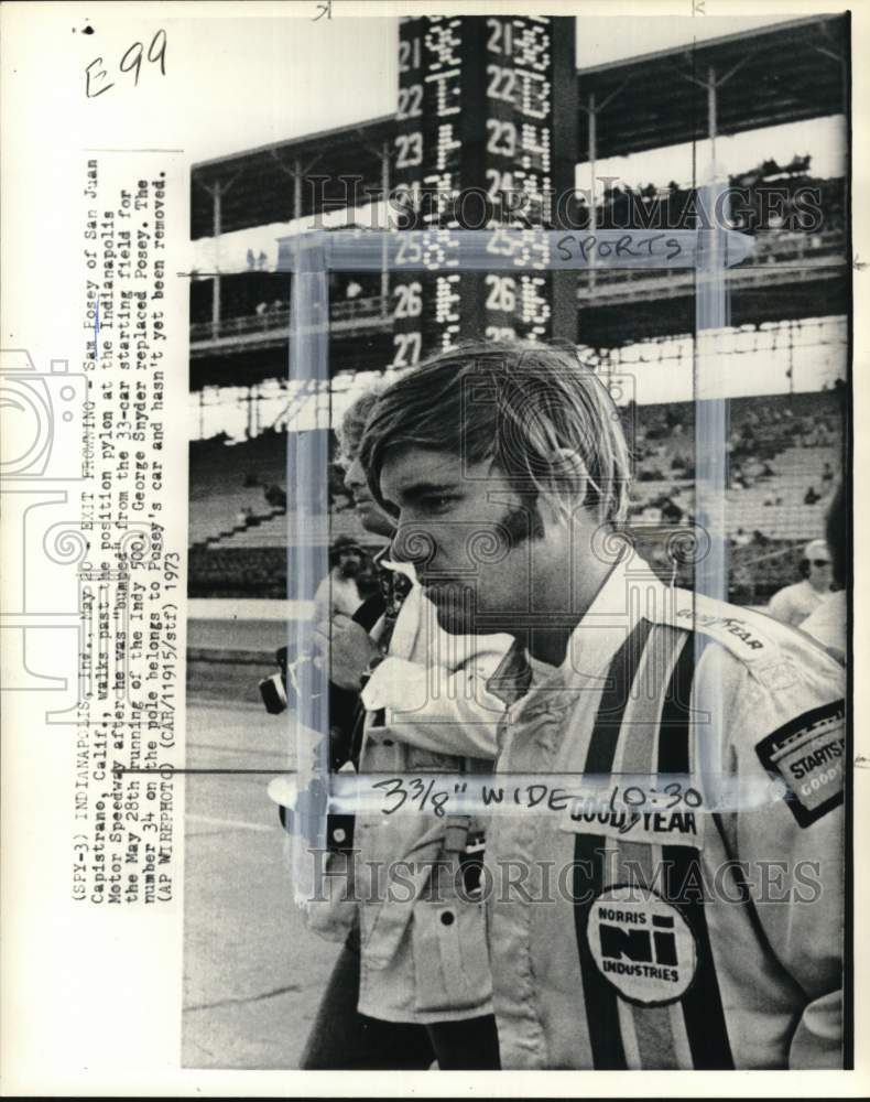 1973 Press Photo Race driver Sam Posey at Indianapolis Motor Speedway- Historic Images