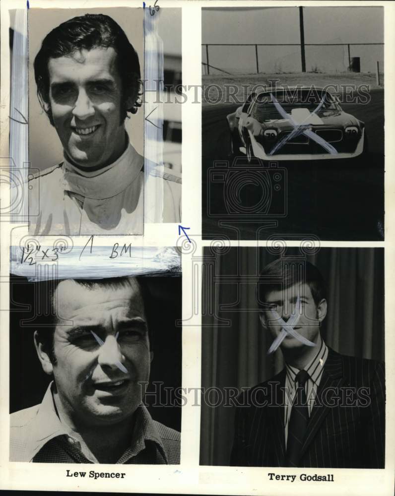 1973 Press Photo Race driver David Hobbs, Lew Spencer, Terry Godsall - pis00697 - Historic Images