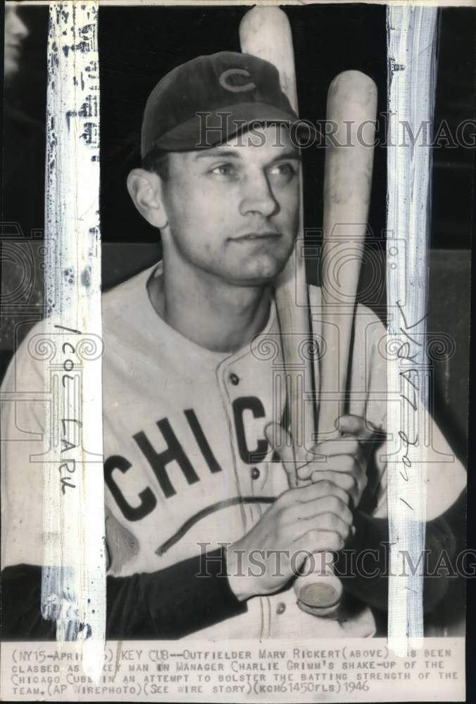1946 Press Photo Chicago Cubs baseball player Marv Rickert - pis00773- Historic Images