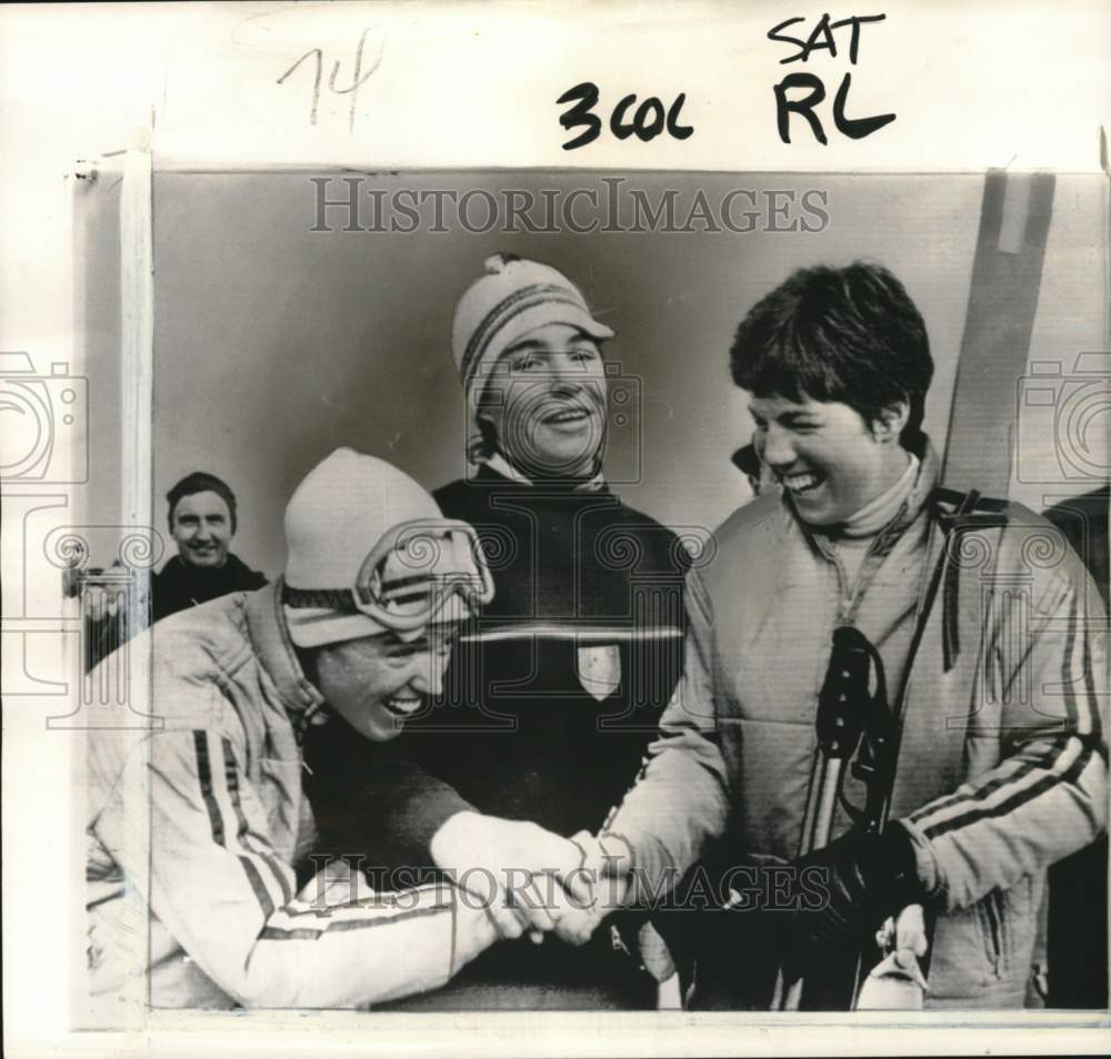 1964 Press Photo Skiers Linda Meyers, Marille Goitschel, Jean Saubert In Germany - Historic Images