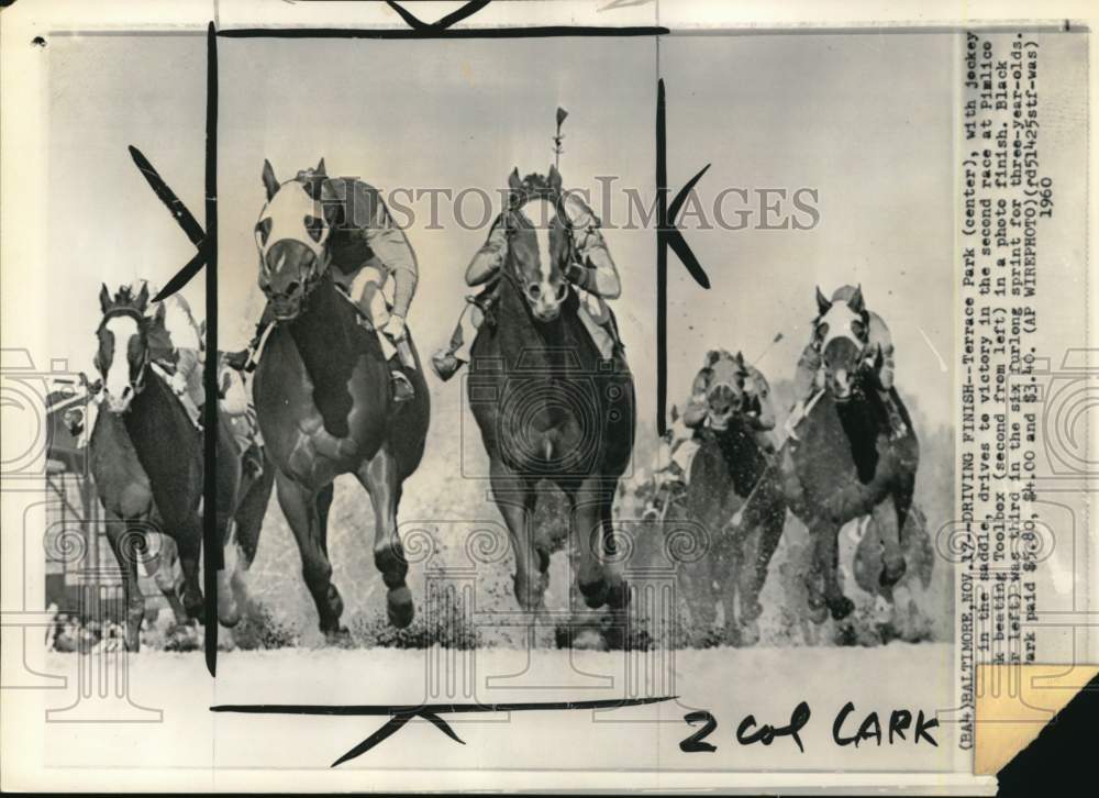 1960 Press Photo Horse racing at Pimlico Race Track, Baltimore - pis01306 - Historic Images