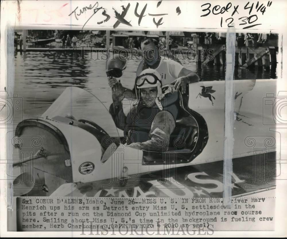 1958 Drivers Marv Henrich &amp; Herb Charbonneau, hydroplane race, Idaho-Historic Images