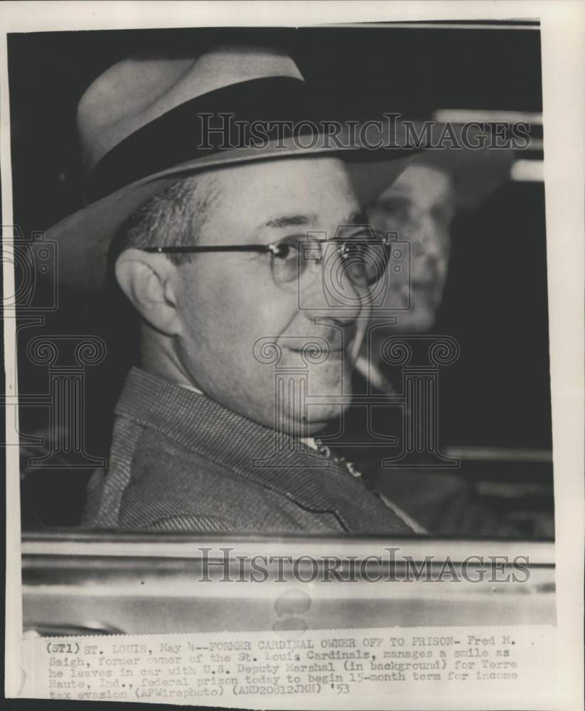 1953 Press Photo Fred Saigh former owner St. Louis Cardinals, Saint Louis - Historic Images