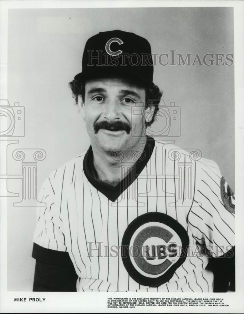 1984 Press Photo Baseball player Mike Proly, Chicago Cubs - pis01535 - Historic Images