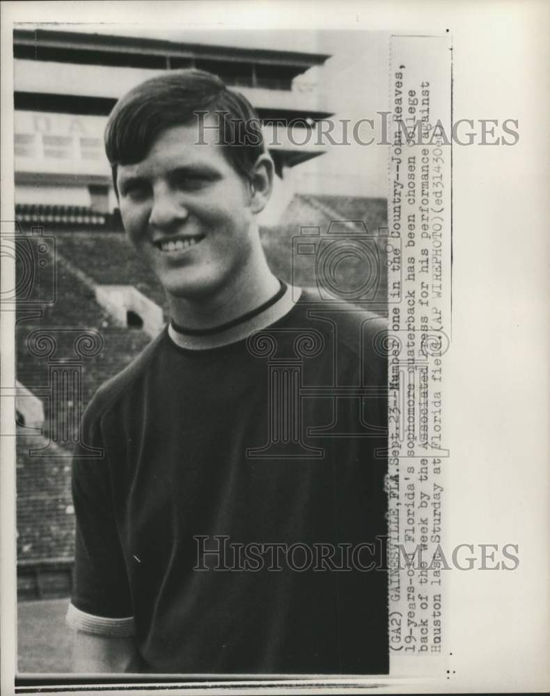 1968 Press Photo University Of Florida Football Team Quarterback John Reaves- Historic Images