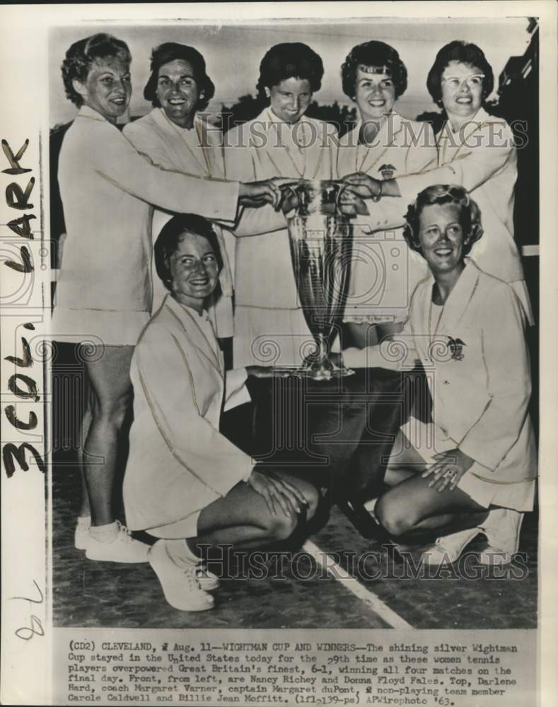 1963 Press Photo Winning United States Wightman Cup Tennis Team In Cleveland - Historic Images