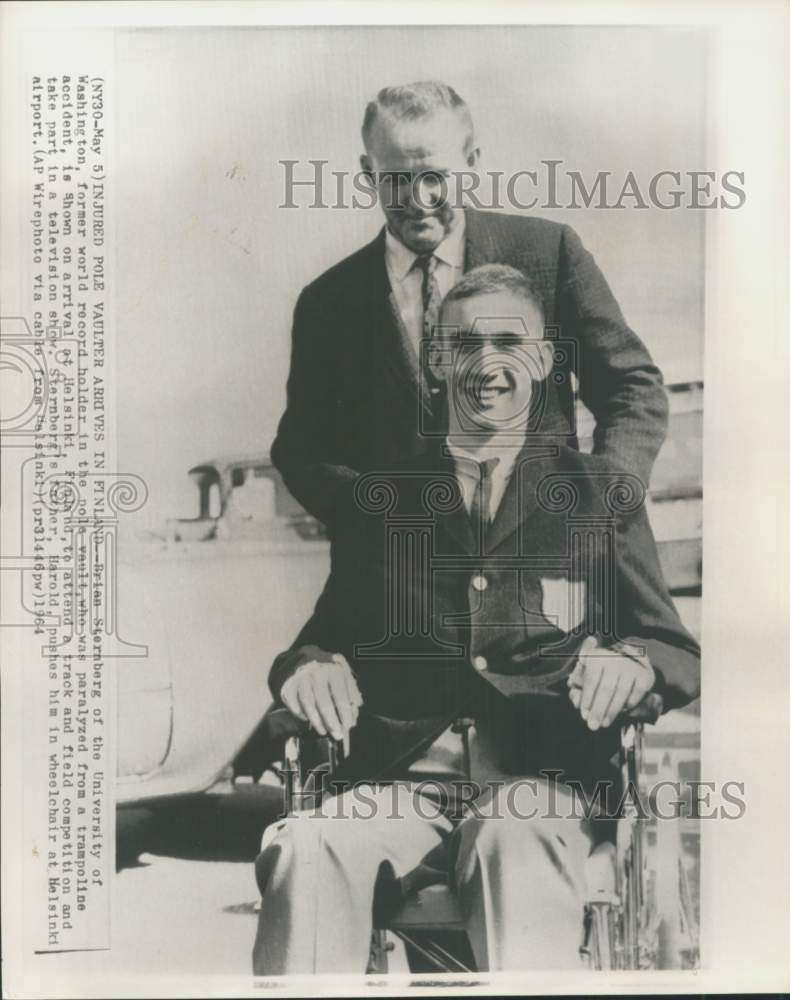 1964 Pole vaulter Brian Sternberg &amp; father Harold, Helsinki, Finland-Historic Images