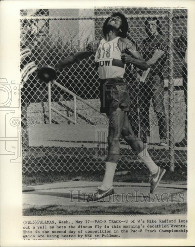 1975 Press Photo University of Washington&#39;s shotputter Mike Radford, Pullman, WA- Historic Images