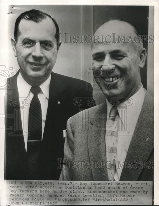 1958 Press Photo Green Bay Packers' Verne Lewellen & Ray McLean, Football, WI- Historic Images
