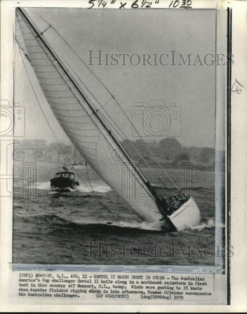 1970 Press Photo Gretel II ship, America&#39;s Cup challenger, Newport, Rhode Island - Historic Images