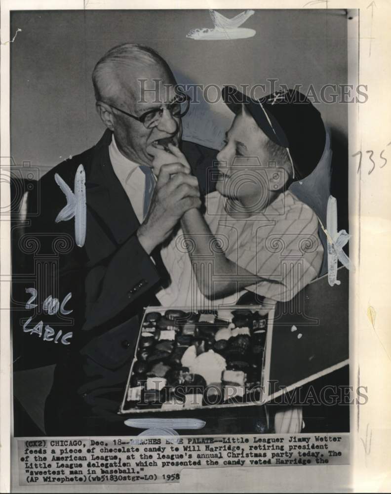 1958 Press Photo Little League Delegate &amp; Will Harridge at American League Party - Historic Images