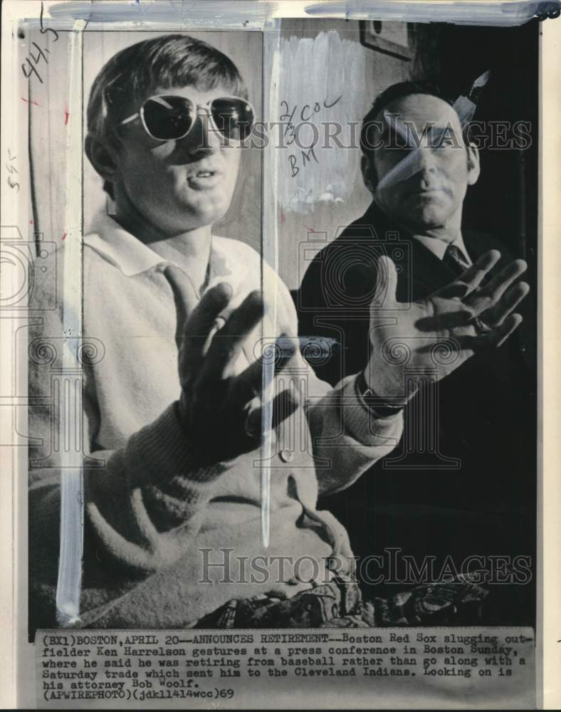 1969 Press Photo Ken Harrelson Retiring from Boston Red Sox Baseball - pis02103- Historic Images