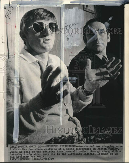 1969 Press Photo Ken Harrelson Retiring from Boston Red Sox Baseball - pis02103- Historic Images
