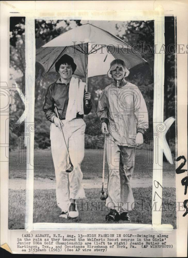 1963 Press Photo Jeanie Butler, Constance Hirschman at Junior USGA Golf Game - Historic Images