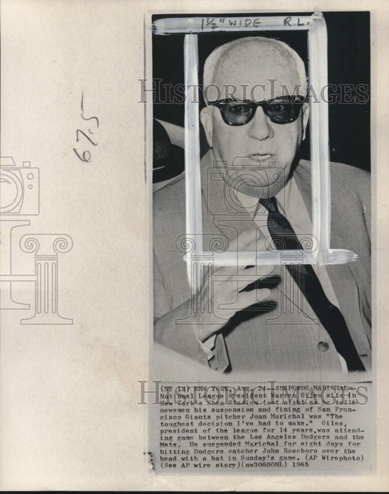 1965 Press Photo National League Baseball President Warren Giles In New York - Historic Images