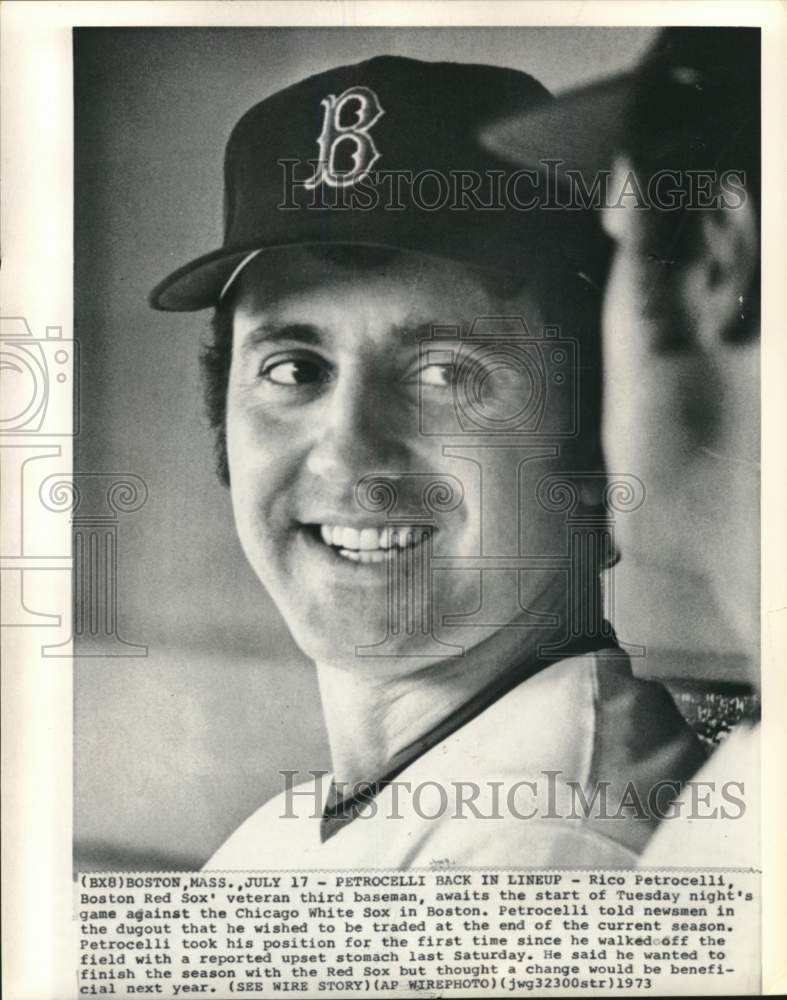 1973 Press Photo Boston Red Sox&#39;s baseball player Rico Petrocelli, Boston, MA - Historic Images