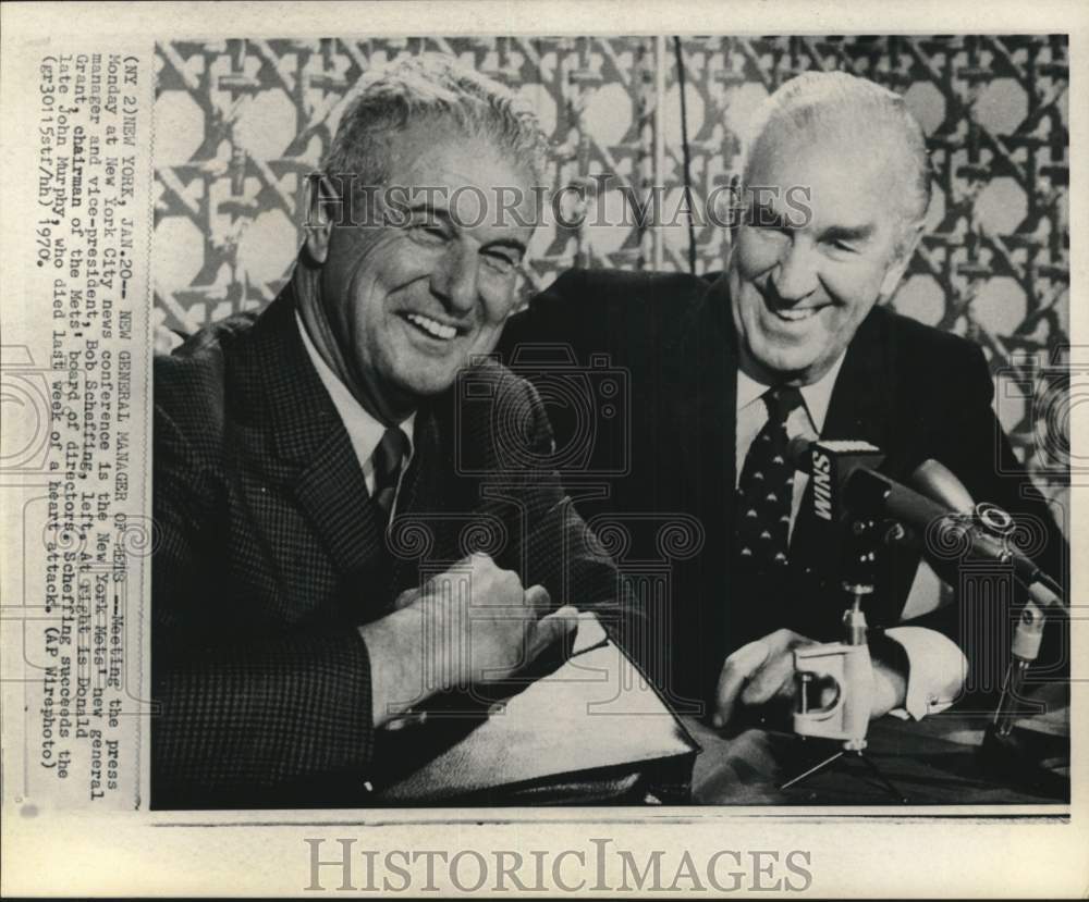 1970 Press Photo Mets&#39; baseball manager Bob Scheffing &amp; Donald Grant, New York- Historic Images