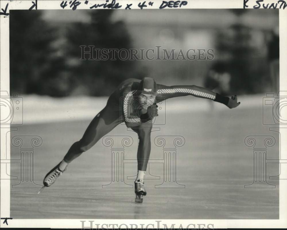 1980 Press Photo Speed Skater Peter Mueller at XIII Winter Olympic Games- Historic Images