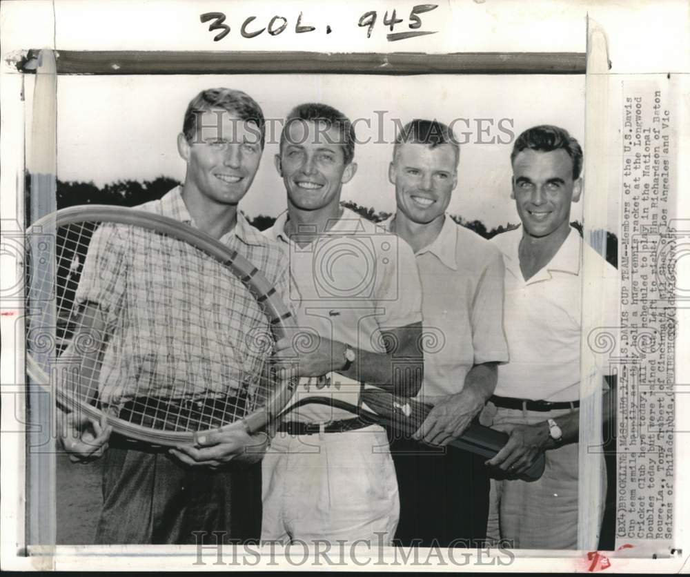 1955 Press Photo United States Davis Cup Tennis Team at Longwood Cricket Club- Historic Images