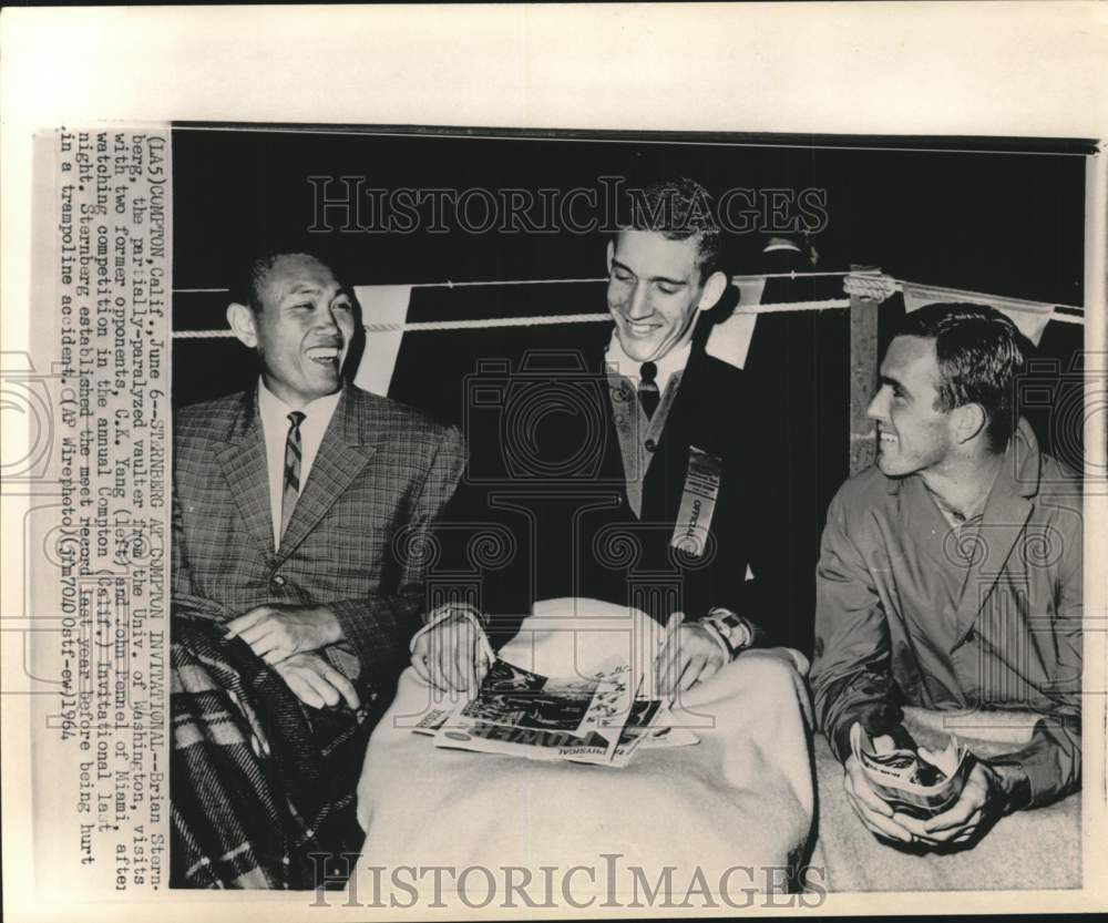 1964 Press Photo Pole vaulters Brian Sternberg, C.K. Yang & John Pennel, CA- Historic Images