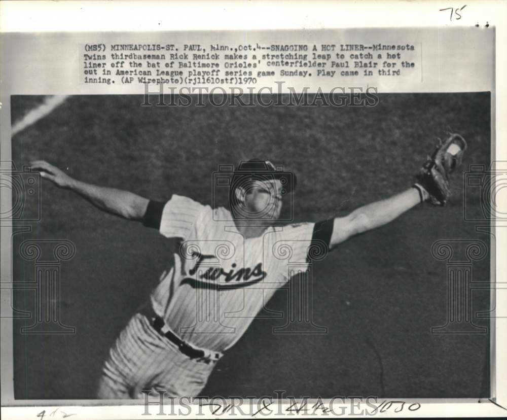 1970 Press Photo Minnesota Twins&#39; Rick Renick during game, St. Paul, Minneapolis- Historic Images