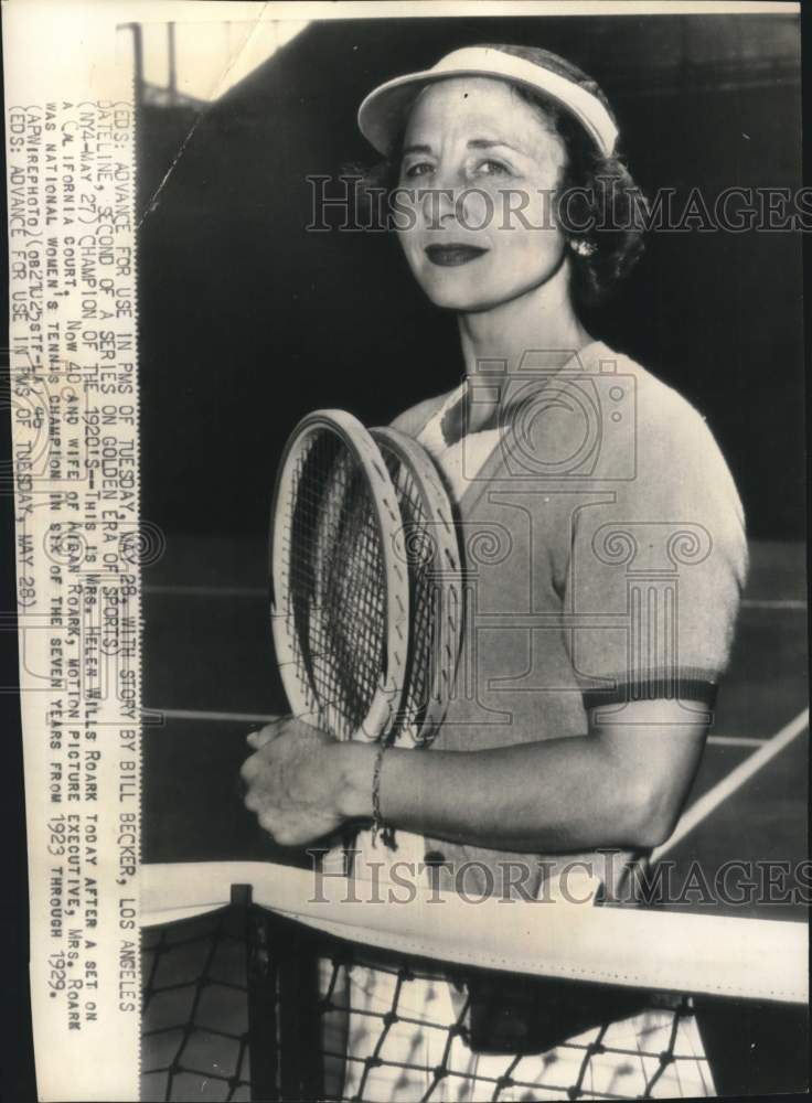 1946 Press Photo Champion tennis player Helen Wills Roark, California - Historic Images