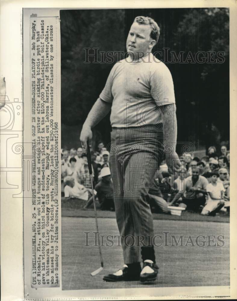 1968 Press Photo Bob Murphy wins Philadelphia Golf Classic, Country Club, PA - Historic Images