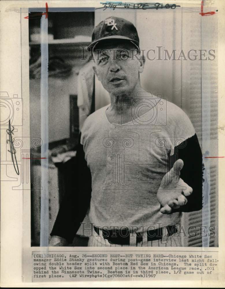 1967 Press Photo Chicago White Sox baseball manager Eddie Stanky, Chicago, IL- Historic Images