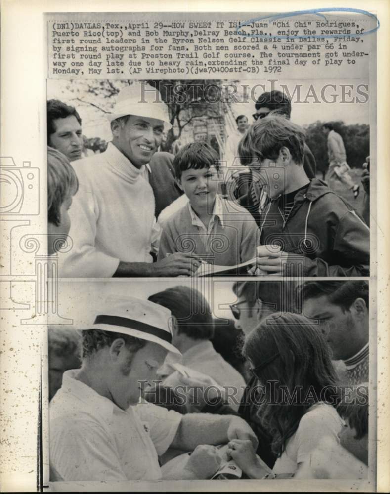 1972 Press Photo Golfers Juan &quot;Chi Chi&quot; Rodriquez &amp; Bob Murphy, Dallas, Texas- Historic Images