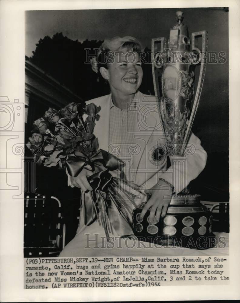 1954 Press Photo Barbara Romack, Women&#39;s National Amateur Champion, Golf, PA - Historic Images