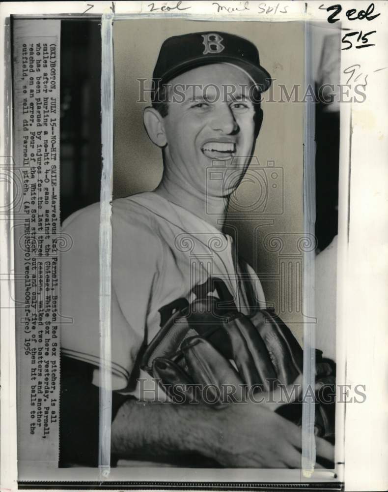 1956 Press Photo Baseball player Mel Parnel, Boston Red Sox pitcher - pis03125 - Historic Images