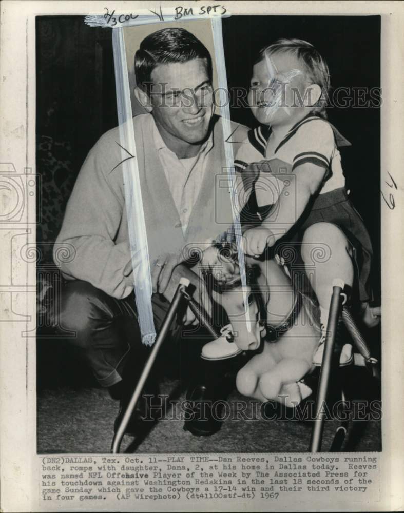 1967 NFL Offensive Player of the Week Dan Reeves &amp; daughter Dana, TX-Historic Images